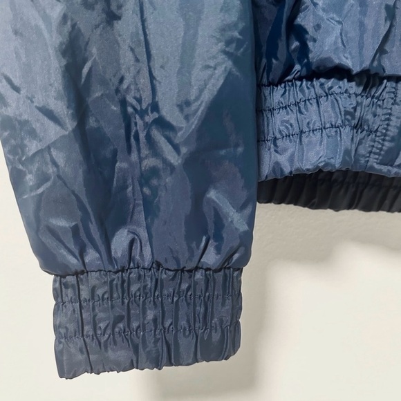 Vintage 80s The Warm-Up Navy Blue Nylon Zip-Up Jacket Men’s Size Medium Sporty - Picture 6 of 8